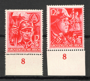 1945 Germany Reich Last Issue (Control Numbers `8`, Full Set, CV $100, MNH)