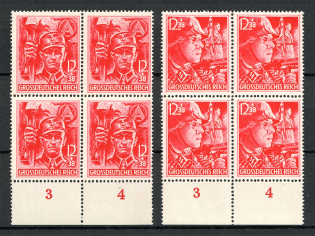 1945 Reich Last Issue Corner Blocks (Control Numbers, Full Set, CV $400, MNH)