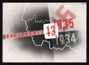 1935 'Referendum in the Saar region', Propaganda Postcard, Third Reich Nazi Germany