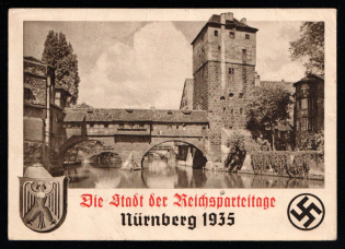 1935 ' The city of the Reich Party Congresses. Nuremberg', Propaganda Postcard, Third Reich Nazi Germany