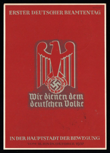 1937 'First German Civil Servants' Congress', Propaganda Postcard, Third Reich Nazi Germany