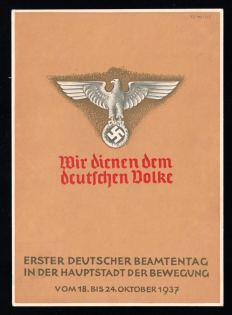 1937 '1st German Officials' Conference', Propaganda Postcard, Third Reich Nazi Germany
