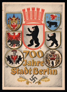 1937 '700 years of the city of Berlin', Propaganda Postcard, Third Reich Nazi Germany (With Commemorative overprint)