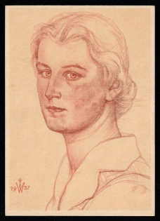 1937 'Wuerttemberg farmer's daughter', Propaganda Postcard, Third Reich Nazi Germany