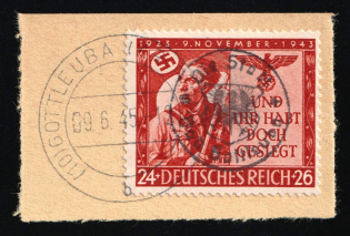 1945 BAD GOTTLEUBA Local Issue 24pf on piece, Germany, Special Stamp (Canceled, Unpriced, CV $---)