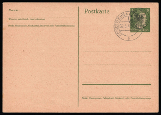1945 BAD GOTTLEUBA Local Issue 5pf Postal Stationery Postcard, Germany, Overprint on Hitler's head (Canceled)