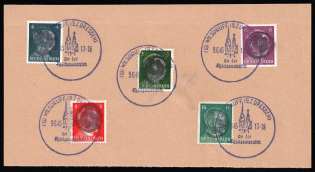 1945 WILLSDRUFF Local Issue 4pf - 16pf on piece, Germany, Overprint on Hitler's head (Commemorative Cancellation)