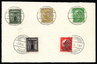 1945 SCHONHEIDERHAMMER Local Issue 1pf - 24pf on piece, Germany, Official Stamps (Canceled)