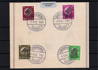 1945 SCHONHEIDERHAMMER Local Issue 5pf - 40pf on piece, Germany, Official Stamps (Canceled)