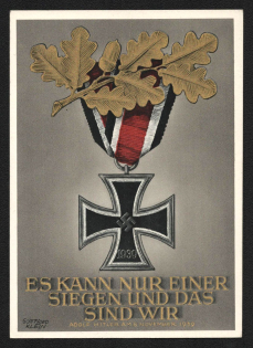 1939 'Only one can win and that is us. Adolf Hitler on November 1939', Propaganda Postcard, Third Reich Nazi Germany