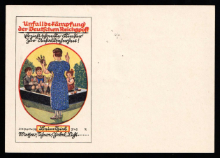 1939 ' Accidental fighting of the German Reichspost', Propaganda Postcard, Third Reich Nazi Germany