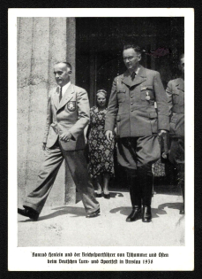 1938 'Konrad Jenlein and the Reich Sports Leader von Tschammer and Often at the German Gymnastics and Sports Festival in Breslau 1938', Propaganda Postcard, Third Reich Nazi Germany