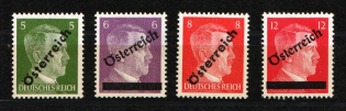 1945 VIENNA Local Issue 5pf - 12pf, Austria, Overprint on Hitler's head (Mi. 660 - 663, Full Set, MNH)
