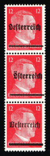 1945 SCHEIBBS Local Issue 12pf, Austria, Overprint on Hitler's head, Se-tenant (Type I,II, III, Certificate, Signed, CV $80, MNH)