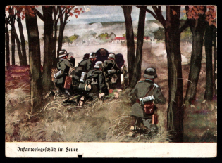 1940 'Infantry gun in the fire', Propaganda Postcard, Third Reich Nazi Germany