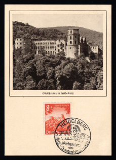 1941 'Castle ruins in Heidelberg', Propaganda Postcard, Third Reich Nazi Germany