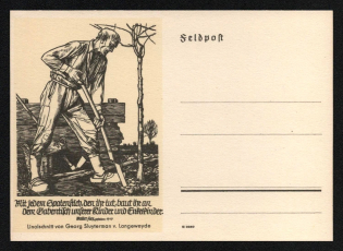 1933-1945 'Linocut by Georg Sluytermann von Langeweyde', Propaganda Postcard, Third Reich Nazi Germany