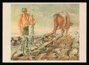 1933-1945 'Meeting with snakes in the field', Propaganda Postcard, Third Reich Nazi Germany