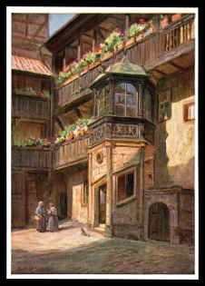 1933-1945 'Nuremberg. Carriage house in the fountain alley', Propaganda Postcard, Third Reich Nazi Germany