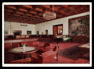1933-1945 'The Berghof Obersalzberg. Great Hall', Propaganda Postcard, Third Reich Nazi Germany