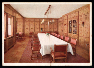 1933-1945 'The Berghof Obersalzberg. Dining room', Propaganda Postcard, Third Reich Nazi Germany
