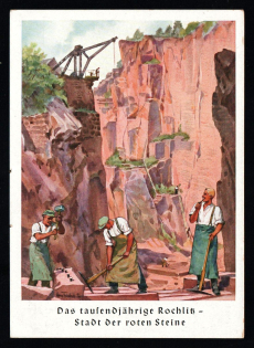 1933-1945 'The 1000-year anniversary of Rochliss - city of red stones', Propaganda Postcard, Third Reich Nazi Germany