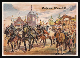 1933-1945 'Greetings from the Munich Octoberfest!', Propaganda Postcard, Third Reich Nazi Germany