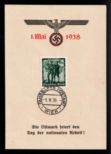 1938 'The Ostmark celebrates National Labor Day!', Propaganda Souvenir Sheet, Third Reich Nazi Germany