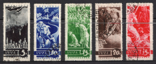 1935 Anti - War Propaganda, Soviet Union, USSR, Russia (Full Set, Zv. 391 - 395, CV $60, Canceled)