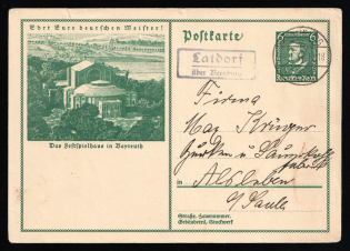 1934 'The festival theater in Bayreuth', Propaganda Postal stationery, Third Reich Nazi Germany