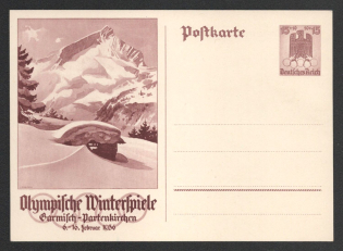 1936 'Winter Olympics Garmisch-Partenkirchen 1936', Propaganda Postal stationery, Third Reich Nazi Germany