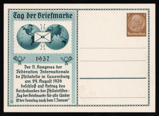 1937 'Stamp Day 1937', Propaganda Postal stationery, Third Reich Nazi Germany