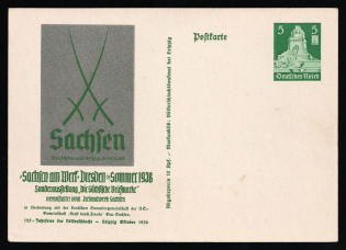 1938 'Saxony at work. Annual exhibition in Dresden', Propaganda Postal stationery, Third Reich Nazi Germany