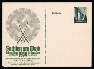 1938 'Saxony at work. Annual exhibition in Dresden', Propaganda Postal stationery, Third Reich Nazi Germany