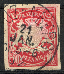 Bavaria Germany 10 Pf (Diagonal Watermark, Cancelled)