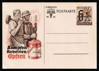 1941 Luxembourg overprint 'Fight, work, sacrifice', Propaganda Postal stationery, Third Reich Nazi Germany