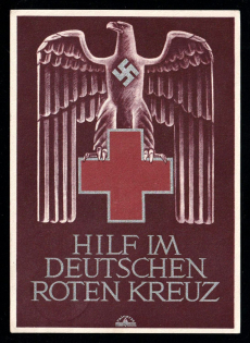 1943 'Help in the German Red Cross', Propaganda Postcard, Third Reich Nazi Germany