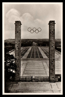 1933-1945 'Berlin - Reichssportfeld. View from the German battlefield through the Eastern Gate', Propaganda Postcard, Third Reich Nazi Germany