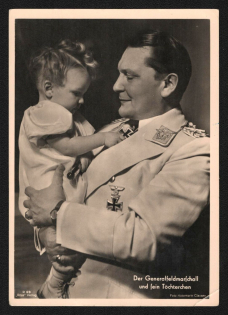 1933-1945 'The Field Marshal and his little daughter', Propaganda Postcard, Third Reich Nazi Germany