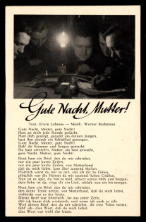 1933-1945 'Good night, mother', Propaganda Postcard, Third Reich Nazi Germany (Yellow paper)