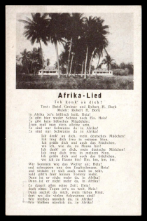 1933-1945 'Africa song', Propaganda Postcard, Third Reich Nazi Germany