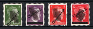 1945 Local Issue 5pf - 12pf, Austria, Overprint on Hitler's head, Blob Vertical Rectangles Postmarks (MNH)