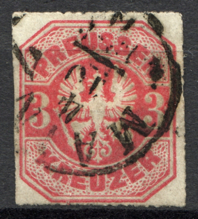 1867 Prussia Germany 3 Kr (Cancelled)