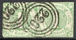 1859-61 Thurn und Taxis Germany Pair 1 Kr (Cancelled)