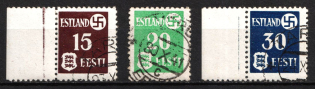 1941 Estonia, German Occupation, Germany (Mi. 1 x - 3 x, Full Set, Margins, Canceled, CV $70)
