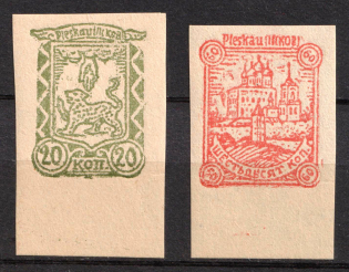 1942 Pskov, German Occupation of Russia, Germany (Mi. 14 B - 15 B, Full Set, Imperforate, Margins, Signed, CV $130)