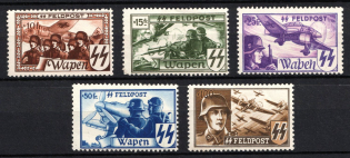 1944 Belgian Flemish Legion, Germany (Mi. XV A - XIX A, Unissued Stamps, Full Set, CV $780)