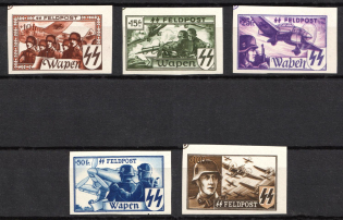 1944 Belgian Flemish Legion, Germany (Mi. XV B - XIX B, Unissued Stamps, Full Set, Imperforate, CV $650, MNH)