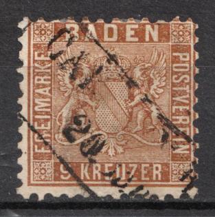 1862-65 9kr Baden, German States, Germany (Mi. 15, Canceled, CV $130)