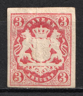 1867 3kr Bavaria, German States, Germany (Mi. 15, CV $110)
